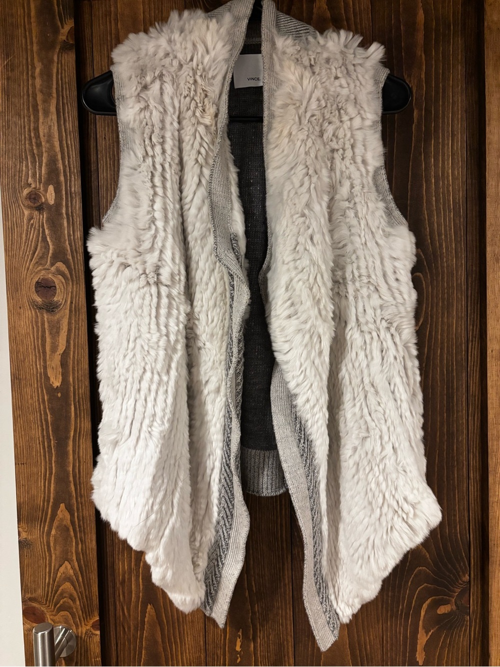 Vince Genuine Rabbit Fur and Knit Sweater Vest Small